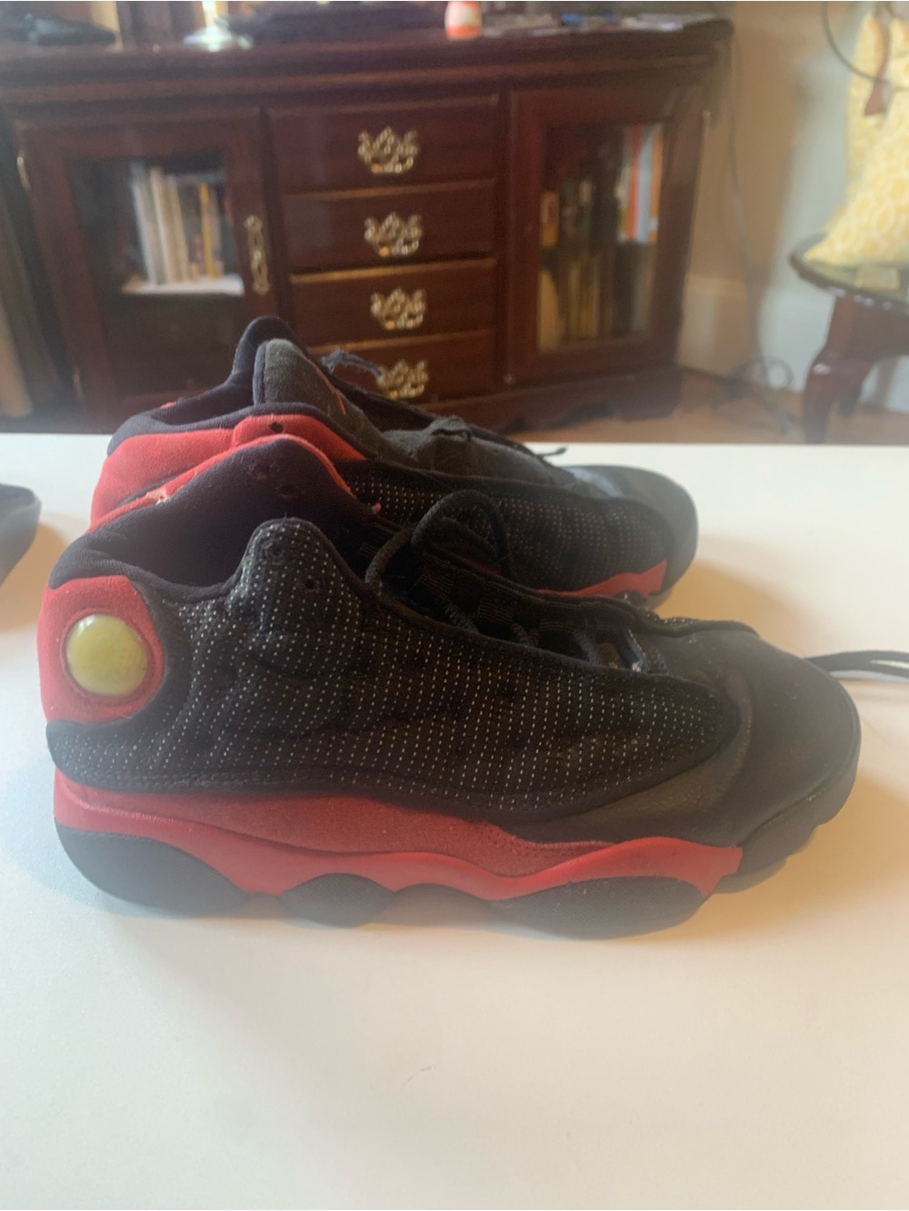 Jordan Kids Black and Red Retro Sneakers